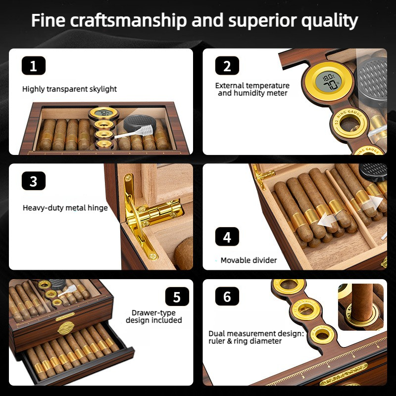 Luxury Wooden Cigar Humidor Bo - đánh giá và giá Luxury Gift Set