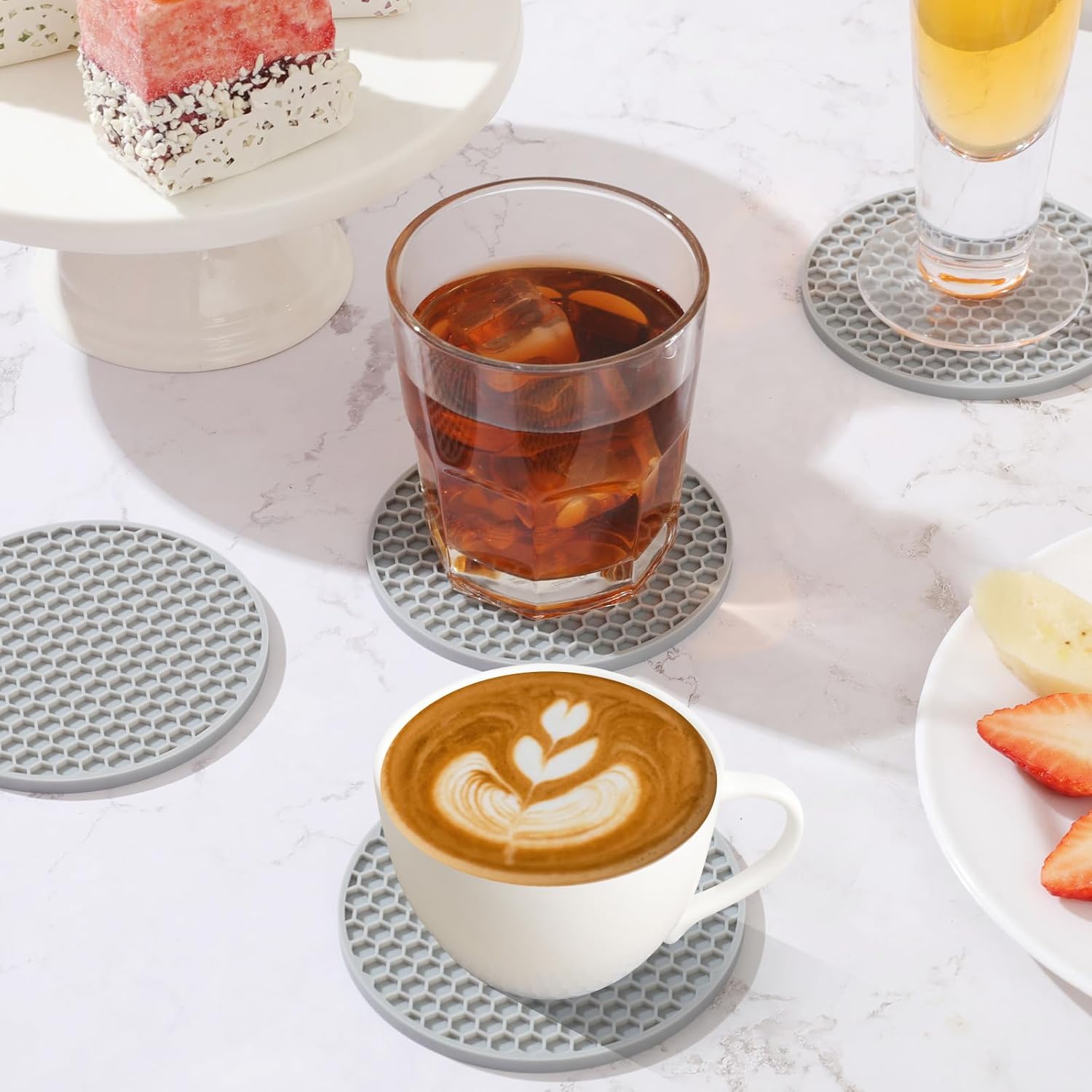 Silicone Coasters Set with Hol - đánh giá và giá Marble Coaster Set