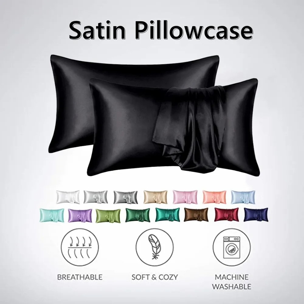 2pcs/lot Solid Silky Satin Ski - đánh giá và giá Silk Pillowcase