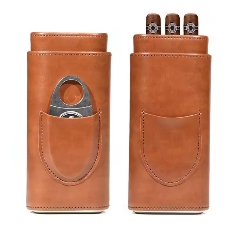 Leather Cigar Case 3 Finger Po - đánh giá và giá Premium Cigar Case