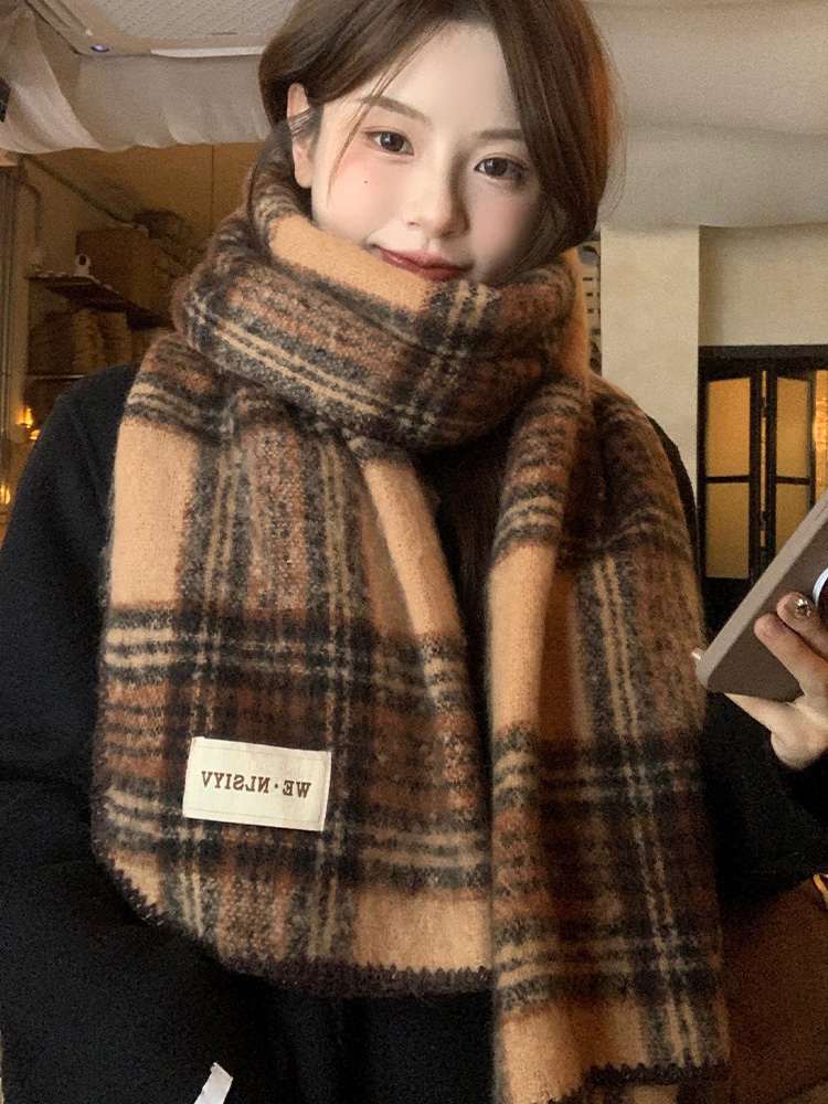 Brown Plaid Scarf Unisex Winte - đánh giá và giá Cashmere Scarf