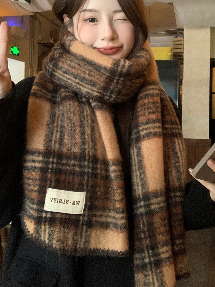 Brown Plaid Scarf Unisex Winte - đánh giá và giá Cashmere Scarf