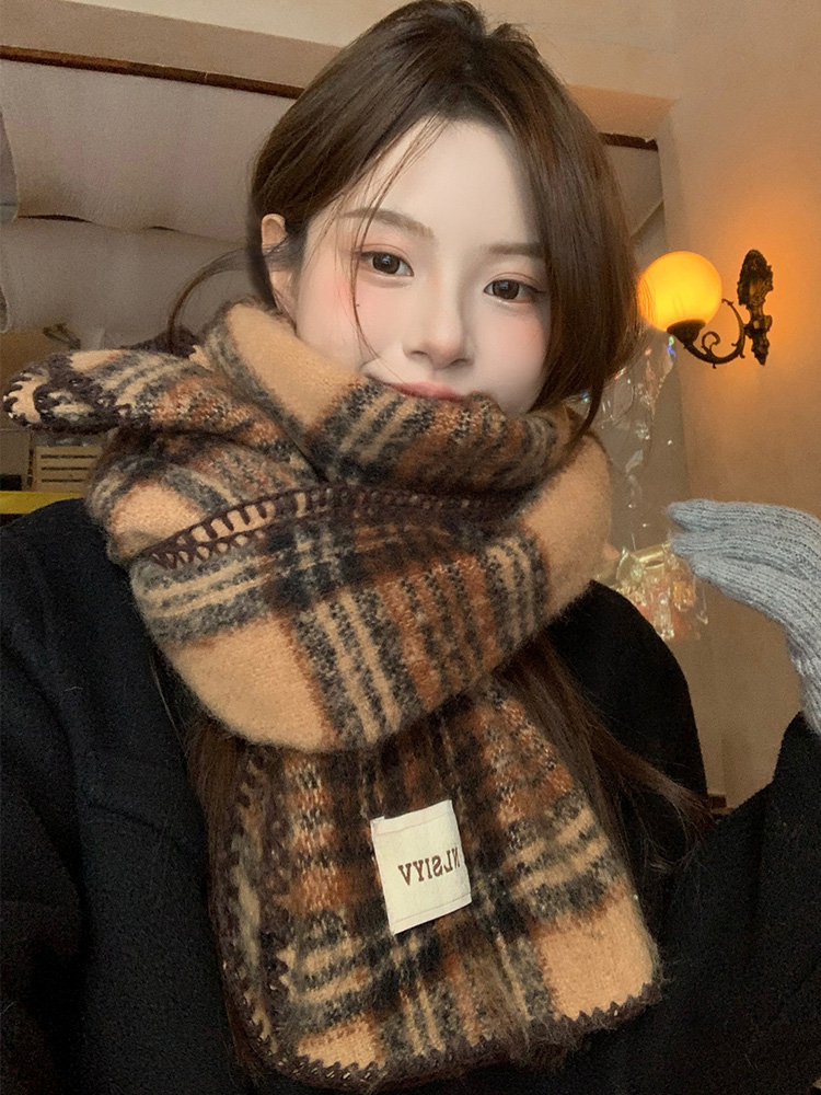 Brown Plaid Scarf Unisex Winte - đánh giá và giá Cashmere Scarf
