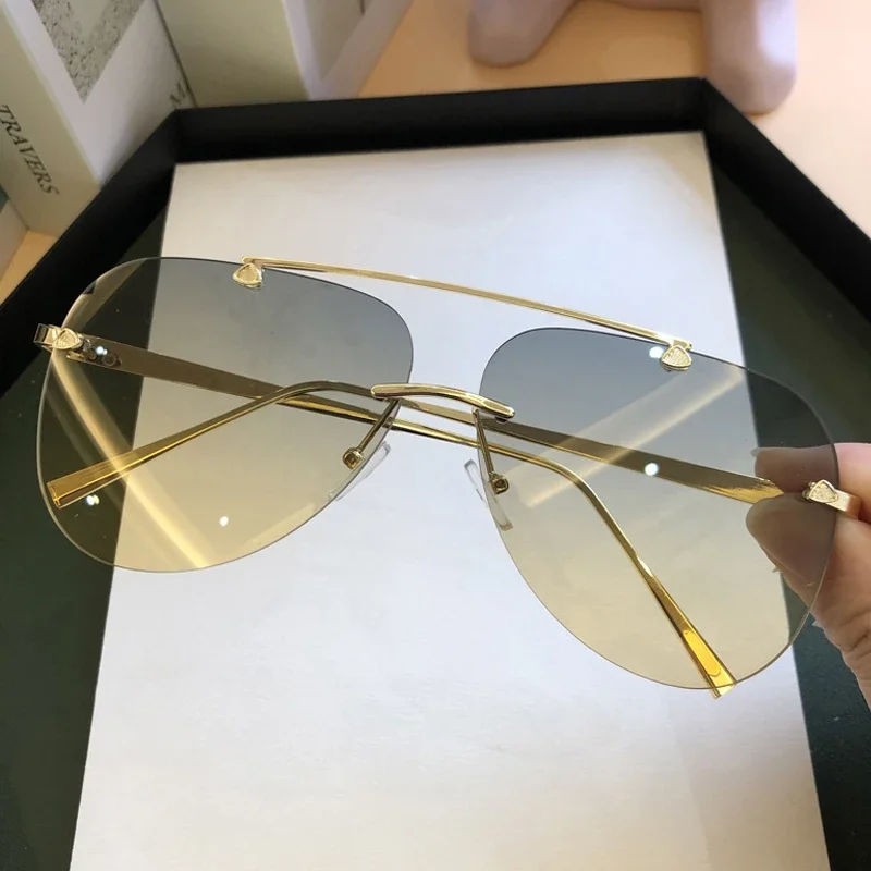 Vintage Rimless Alloy Aviation - đánh giá và giá Sunglasses Uv400