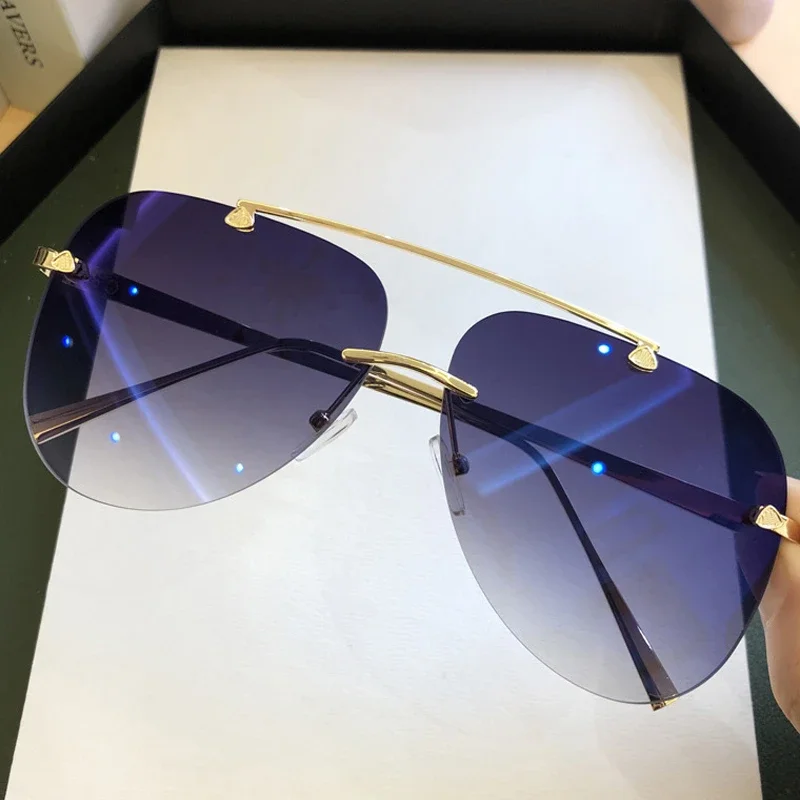 Vintage Rimless Alloy Aviation - đánh giá và giá Sunglasses Uv400