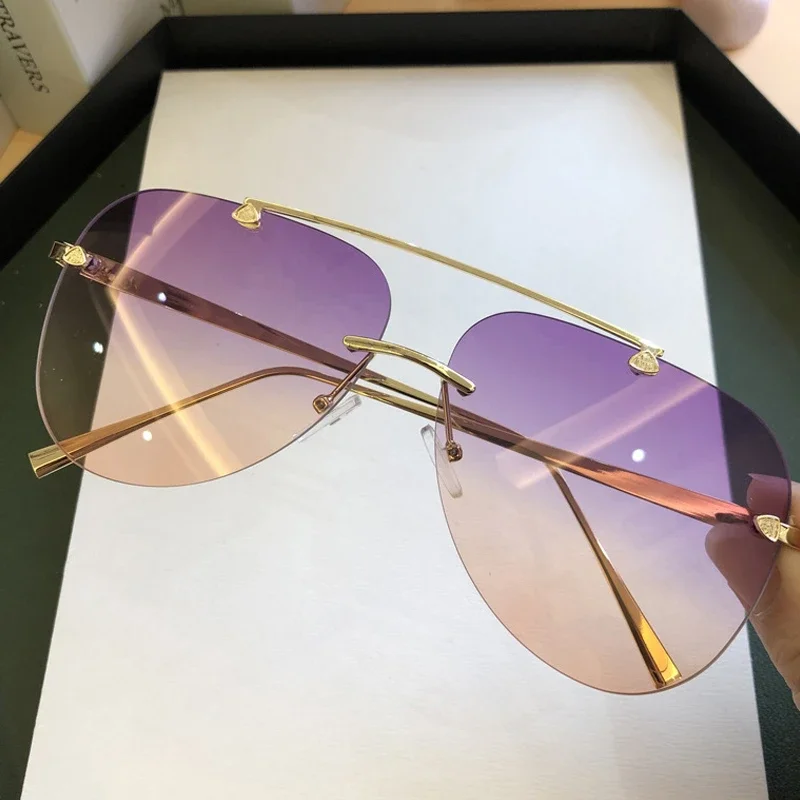 Vintage Rimless Alloy Aviation - đánh giá và giá Sunglasses Uv400